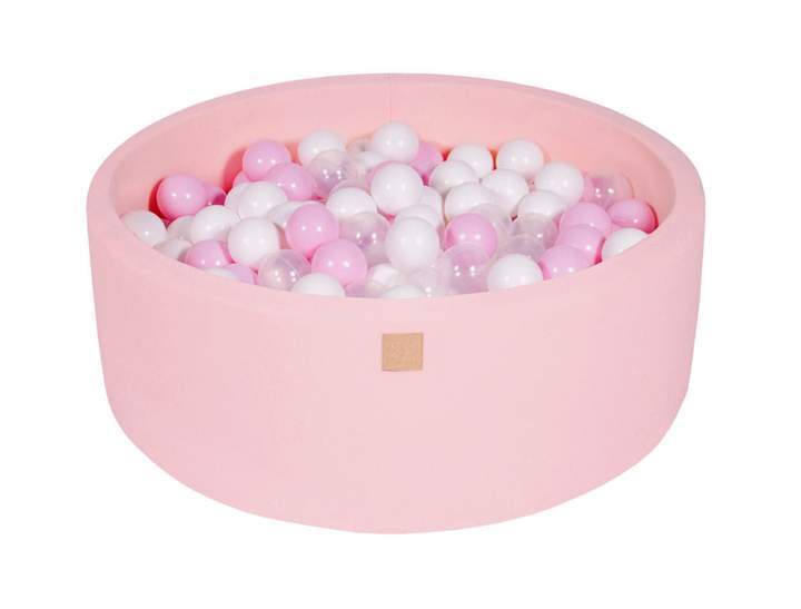 Ronde Ballenbak 200 ballen 90x30cm - Licht Roze met wit, Roze en transparante ballen