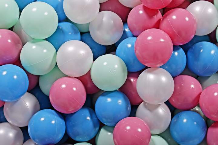 Ronde Ballenbak 300 ballen 90x40cm - Licht Grijs met Blauwe, Parel Witte, Licht roze en Mint ballen