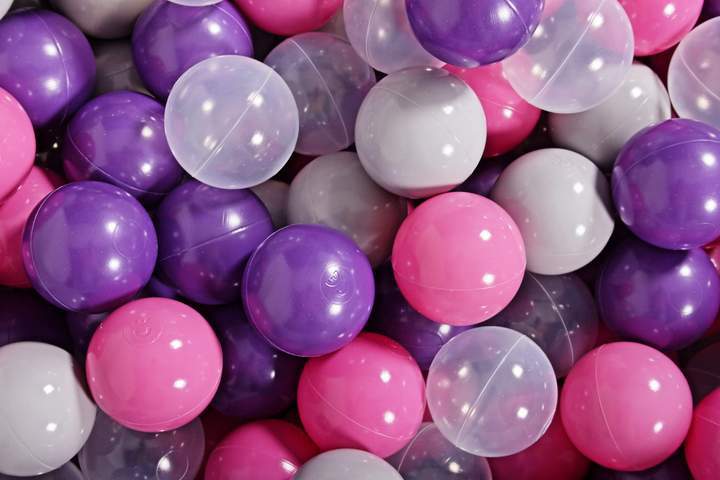 Ronde Ballenbak 300 ballen 90x40cm - Licht Grijs met Donker Roze, Violet, Transparant en Grijs