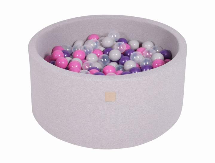 Ronde Ballenbak 300 ballen 90x40cm - Licht Grijs met Donker Roze, Violet, Transparant en Grijs