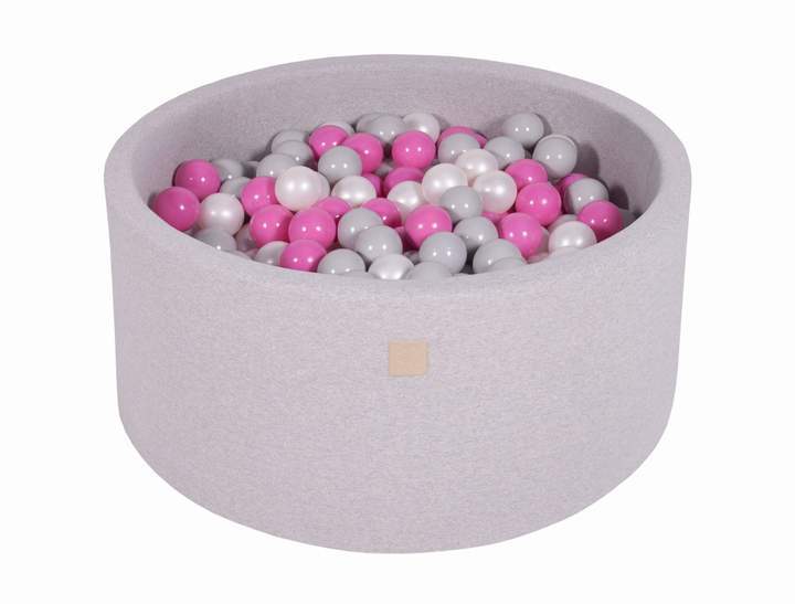 Ronde Ballenbak 300 ballen 90x40cm - Licht Grijs met Donker roze, Parel wit en Grijs