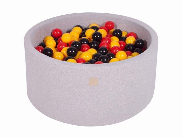 Ronde Ballenbak 300 ballen 90x40cm - Licht Grijs met Geel, Rood en Zwart