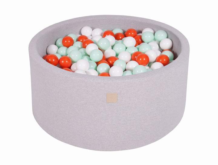 Ronde Ballenbak 300 ballen 90x40cm - Licht Grijs met Oranje, Wit en Mint