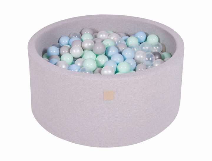 Ronde Ballenbak 300 ballen 90x40cm - Licht Grijs met Parel wit, Grijs, Transparant, Mint en Babyblauw