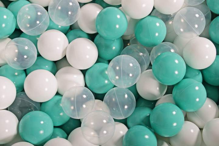 Ronde Ballenbak 300 ballen 90x40cm - Licht Grijs met Turquoise, Grijze en Witte ballen