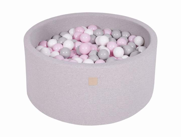 Ronde Ballenbak 300 ballen 90x40cm - Licht Grijs met Witte, Grijze en Licht roze ballen