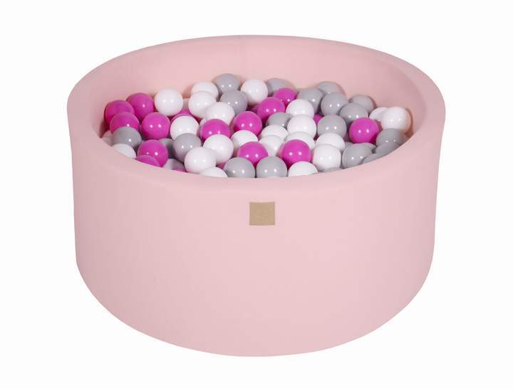 Ballenbak Rond 300 ballen 90x40 cm Licht Roze: Donker Roze, Grijs, Wit