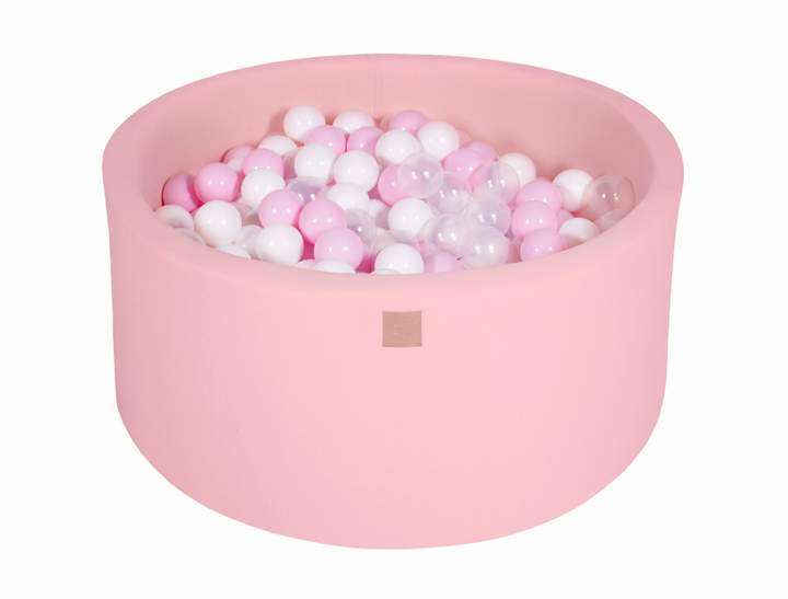 Ballenbak Rond 300 ballen 90x40 cm Licht Roze: Wit, Roze, Transparant