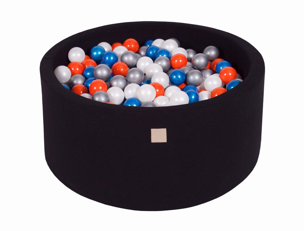 Ballenbak Rond 300 ballen 90x40 cm Zwart: Parel, blauw, Parel, wit, Oranje, Zilver