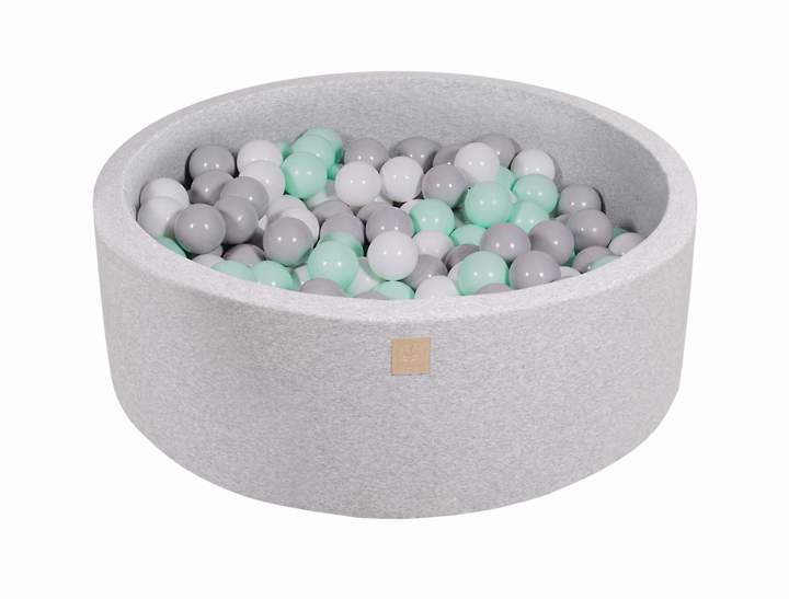 Ballenbak Rond met 200 ballen 90x30 cm Licht Grijs Mint Grijs Wit