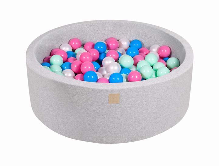 Ballenbak Ronde 200 ballen 90x30 cm Licht Grijs Blauw Parel Wit Licht Roze mint