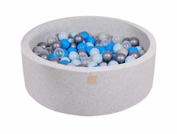 Ballenbak Ronde 200 ballen 90x30 cm Licht Grijs Blauw Transparant Babyblauw Zilver Grijs