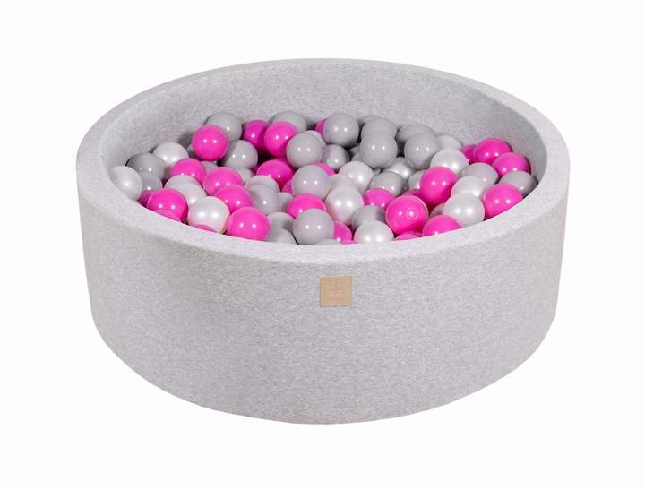 Ballenbak Ronde 200 ballen 90x30 cm Licht Grijs Donker Roze Grijs Parel Wit