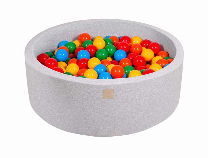 Ballenbak Ronde 200 ballen 90x30 cm Licht Grijs Geel Rood Donker Groen