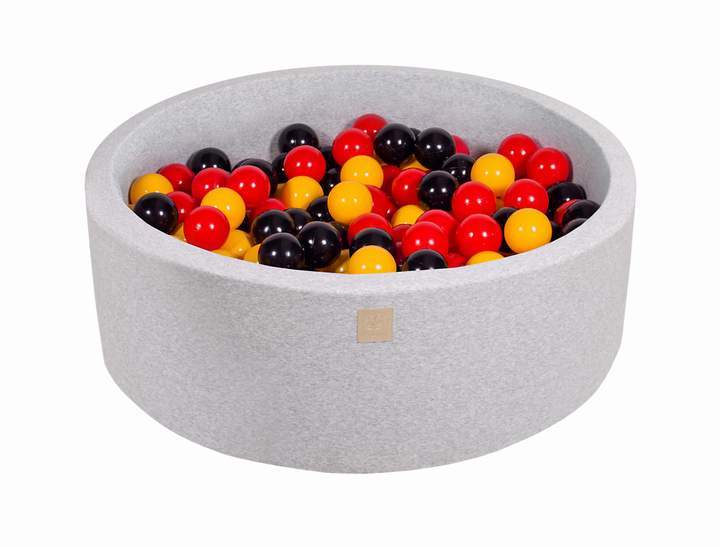 Ballenbak Ronde 200 ballen 90x30 cm Licht Grijs Geel Rood Zwart