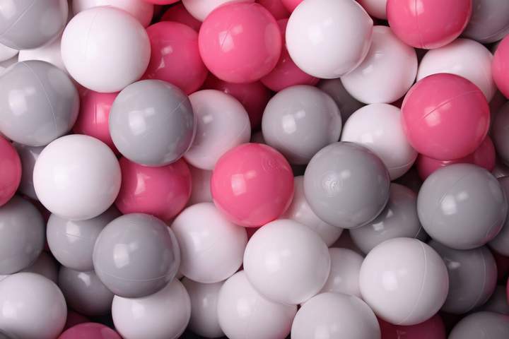 Ballenbak Ronde 200 ballen 90x30 cm Licht Grijs Grijs Wit Licht Roze ballen