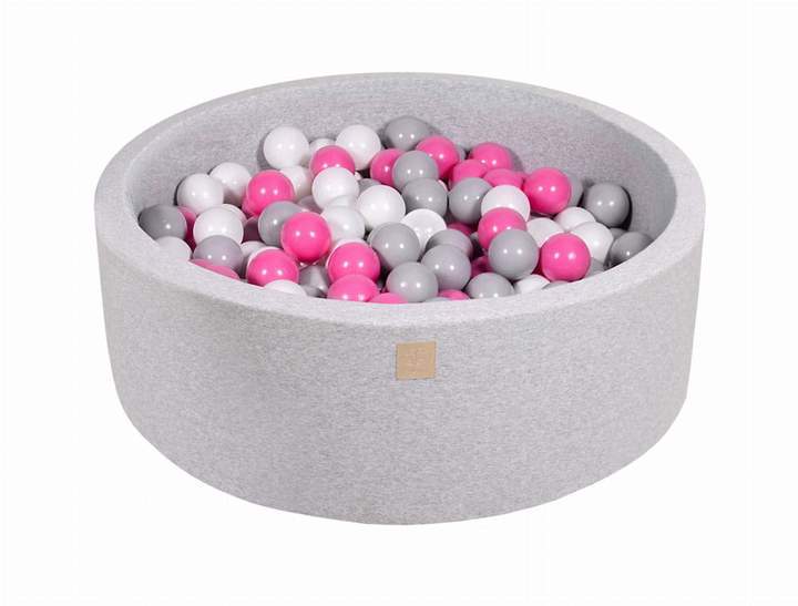 Ballenbak Ronde 200 ballen 90x30 cm Licht Grijs Grijs Wit Licht Roze