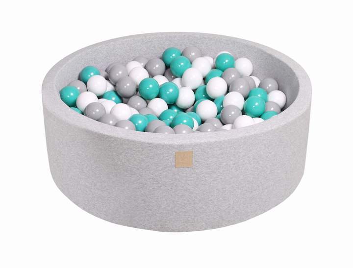 Ballenbak Ronde 200 ballen 90x30 cm Licht Grijs: Turquoise, Grijs, Wit