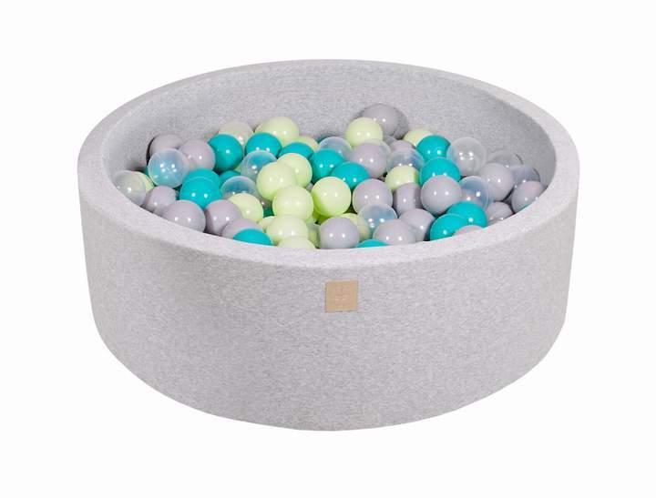 Ballenbak Ronde 200 ballen 90x30 cm Licht Grijs: Turquoise, licht groen, transparant