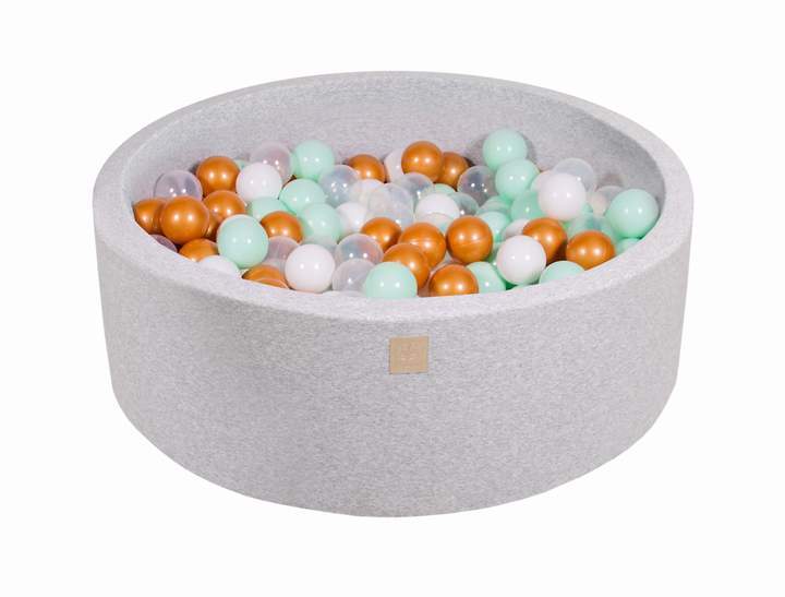 Ballenbak Ronde 200 ballen 90x30 cm Licht Grijs: Wit, Goud, Transparant, Mint