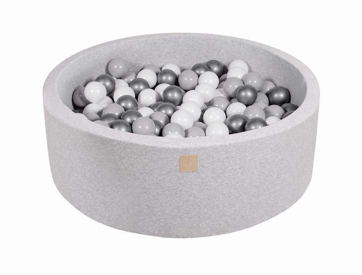 Ballenbak Ronde 200 ballen 90x30 cm Licht Grijs: Zilver Grijs Wit