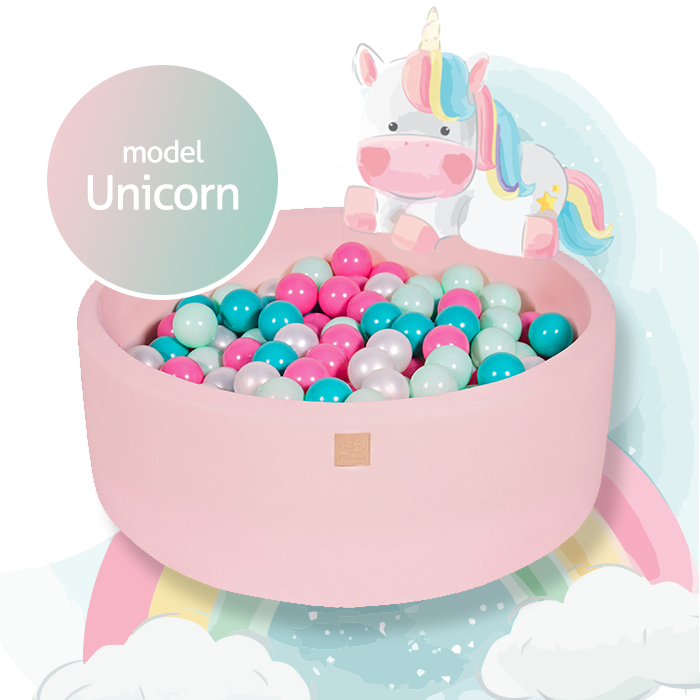 Roze ballenbak met 250 ballen - Unicorn set 90x30 cm